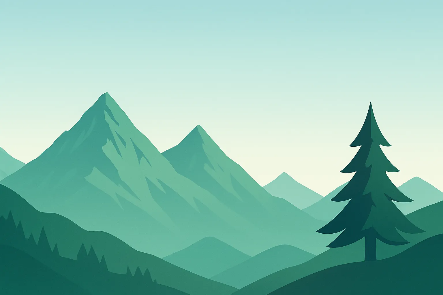 Swiss mountains and pine tree in a calm morning landscape